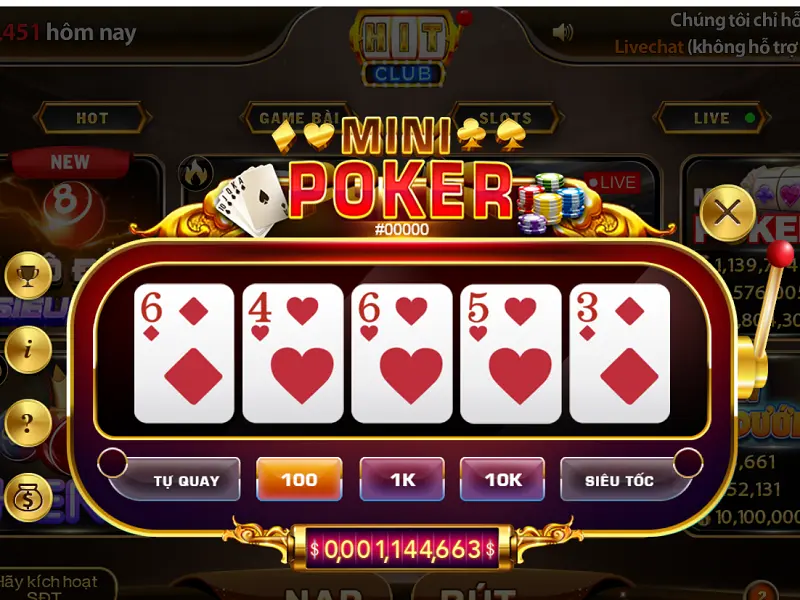 Mini Poker là một trong những tựa game hấp dẫn tại go789